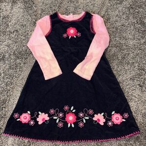 Pink Long Sleeve size 8 with navy blue floral dress EUC